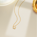 Gold Plated Single Four leaf Clover Necklace (WHITE)