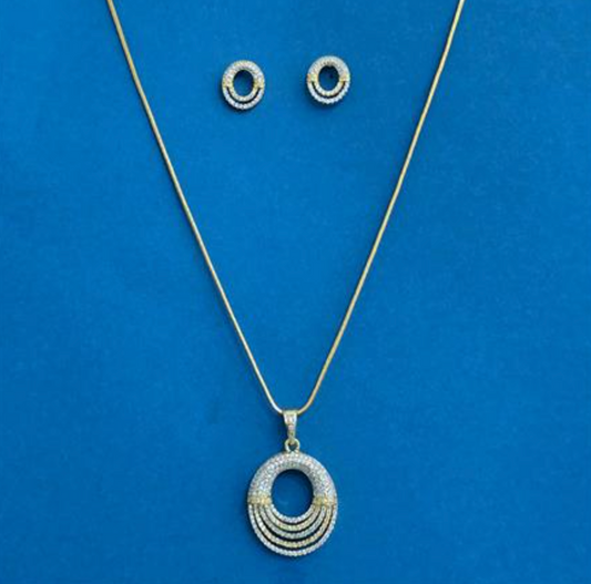 Layered Oval Ring Pendant Set