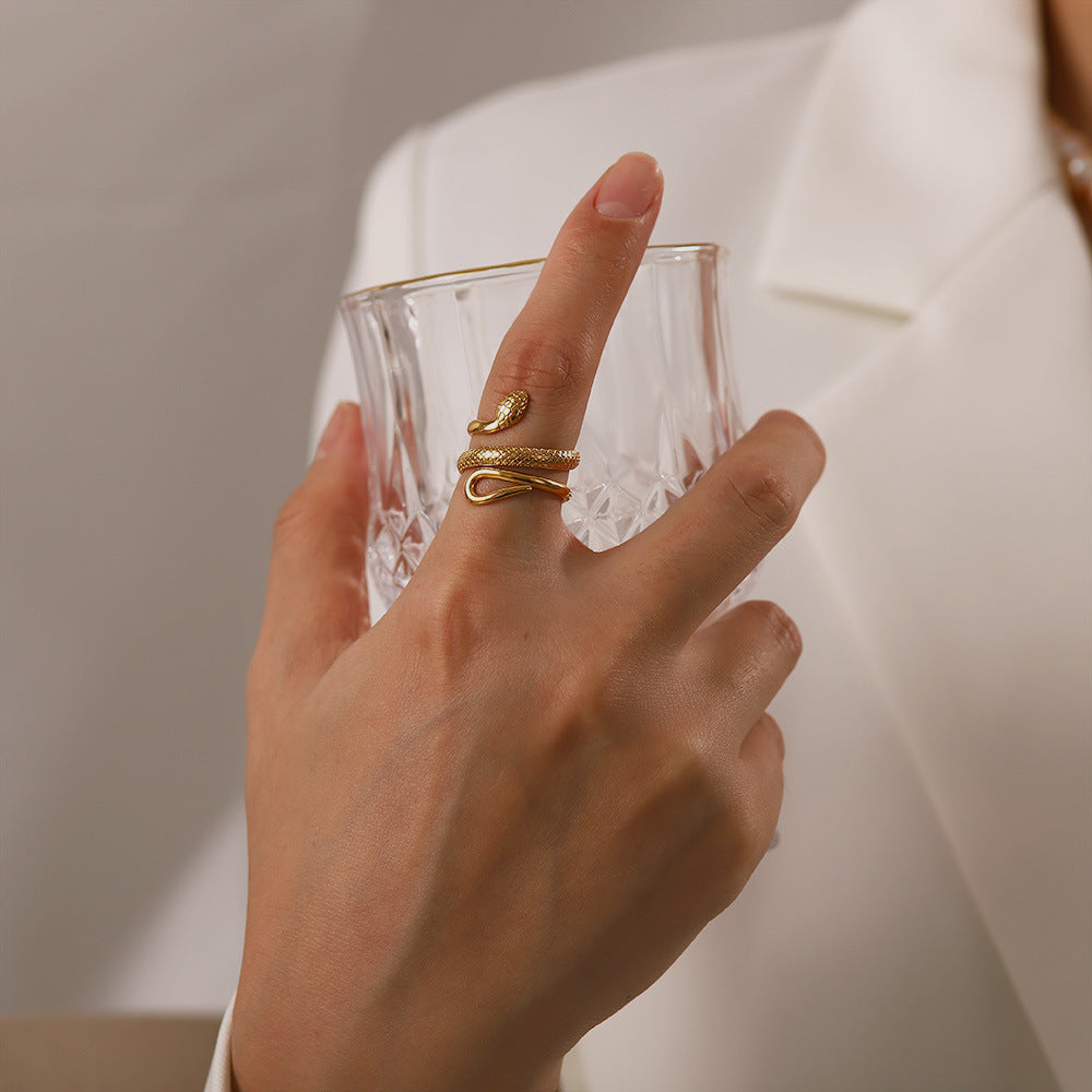 Golden Serpent Adjustable ring