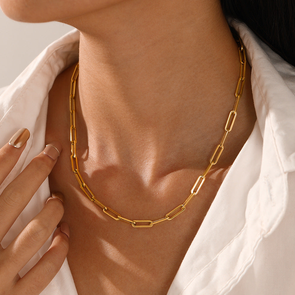 Golden Paperclip Chain Necklace