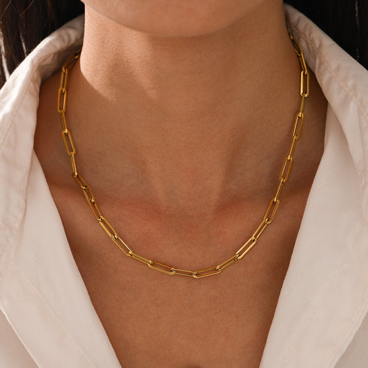 Golden Paperclip Chain Necklace