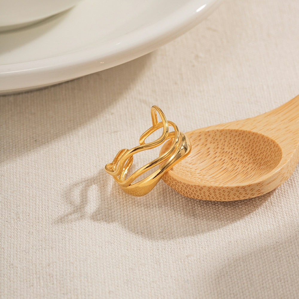 Gold Plated Waves Open ring