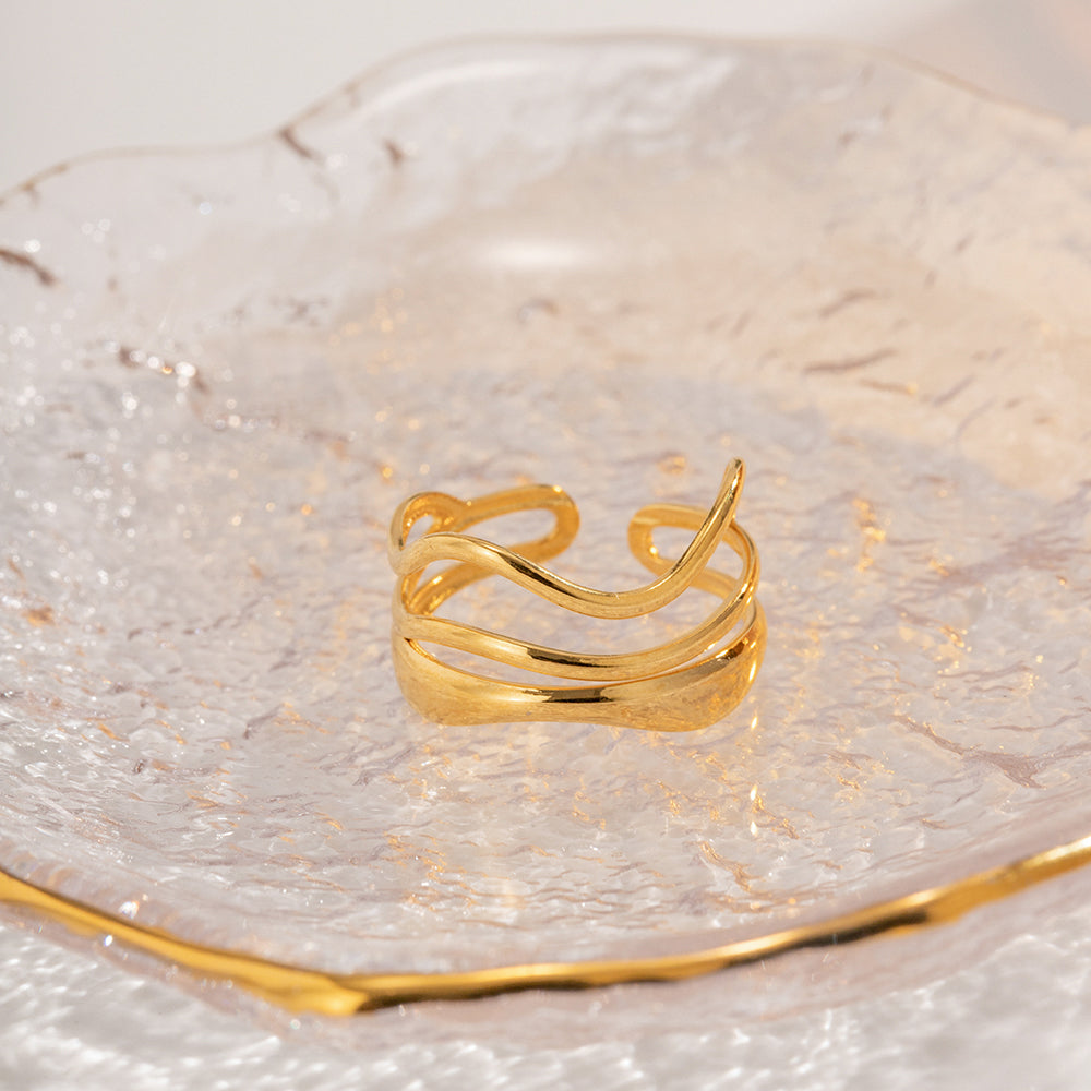 Gold Plated Waves Open ring