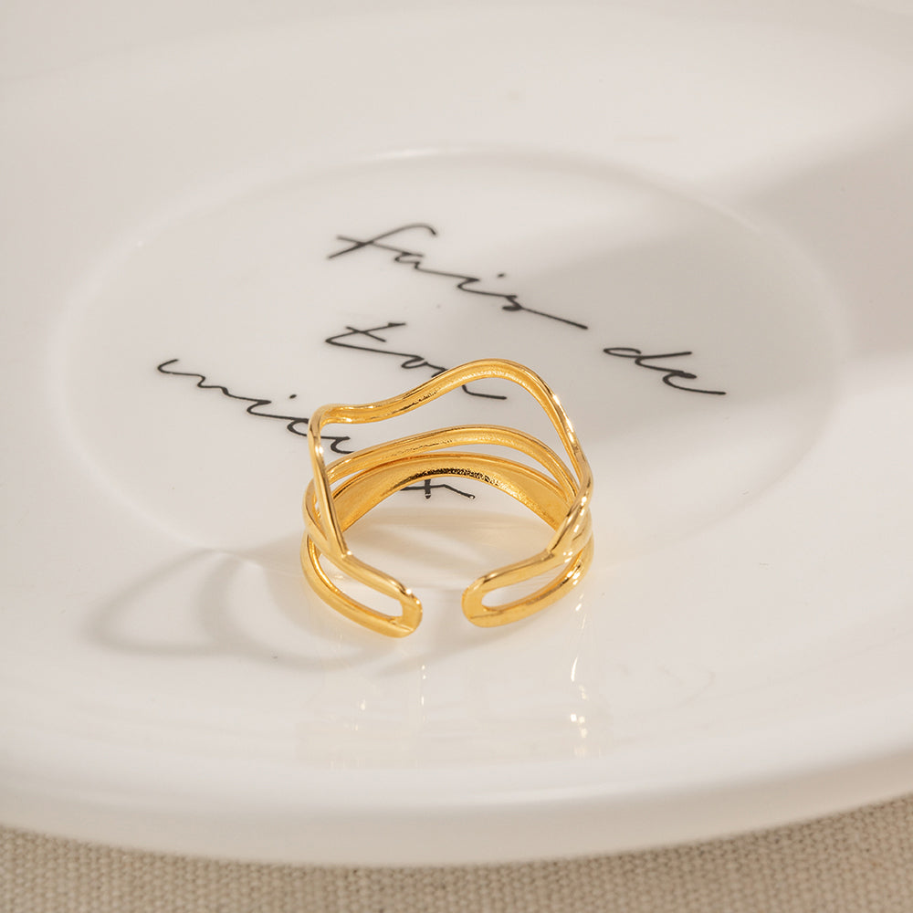 Gold Plated Waves Open ring