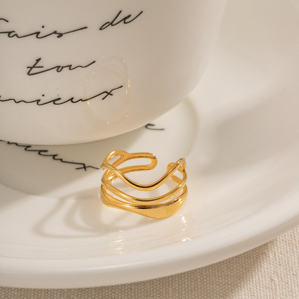 Gold Plated Waves Open ring