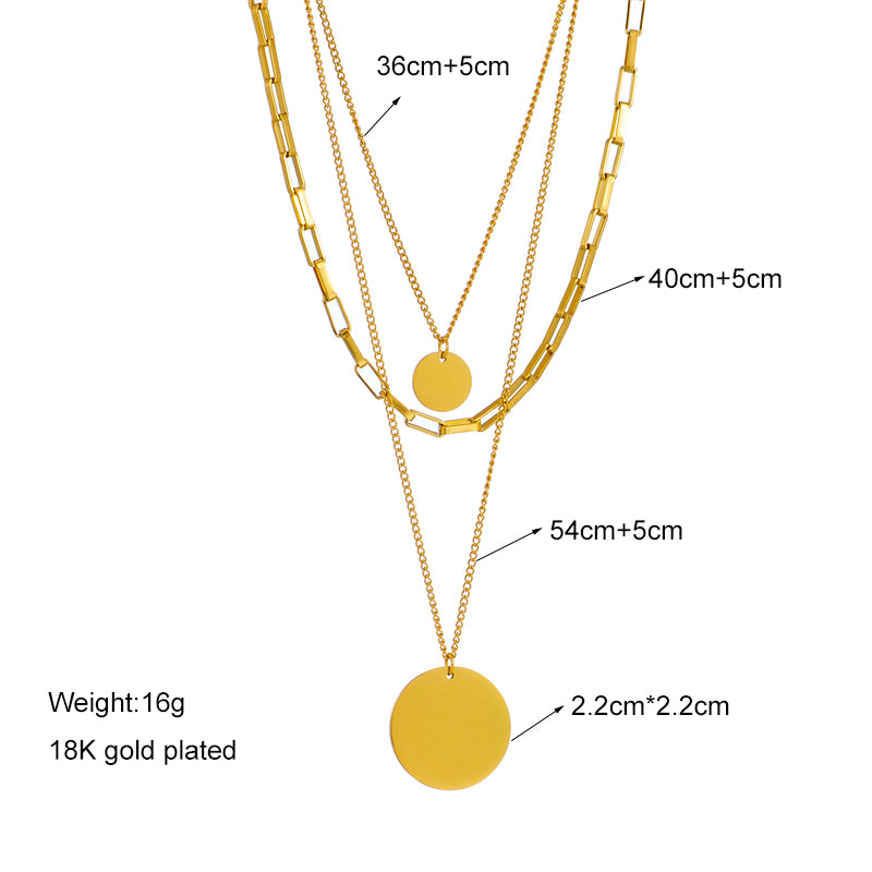 Golden Disc Layered Necklace