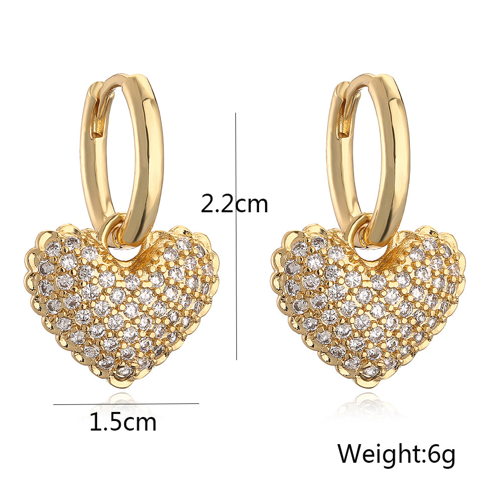 Heart Zircon Hoops