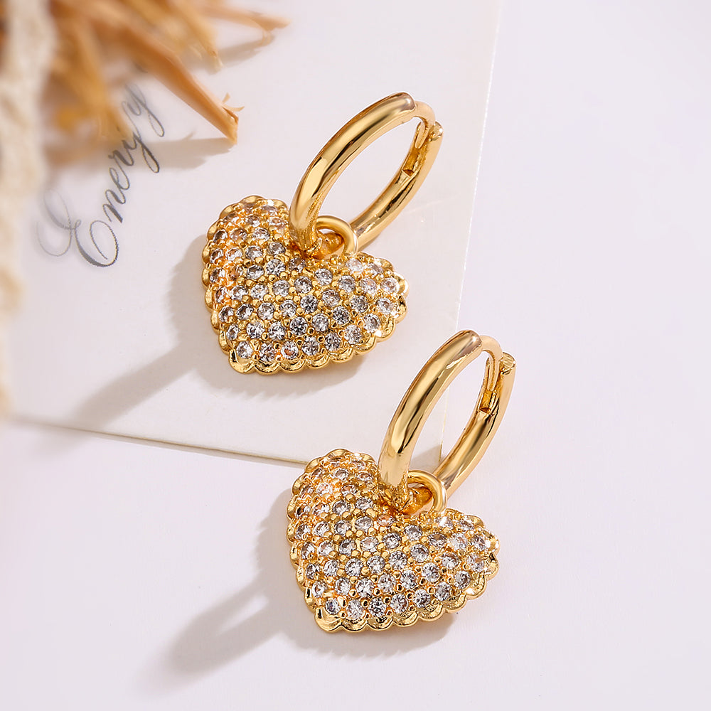 Heart Zircon Hoops