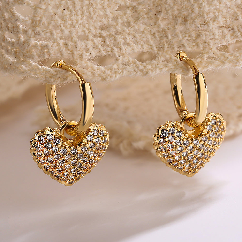 Heart Zircon Hoops