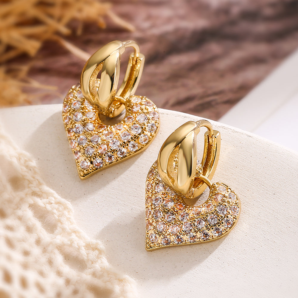 Heart Zircon Hoops