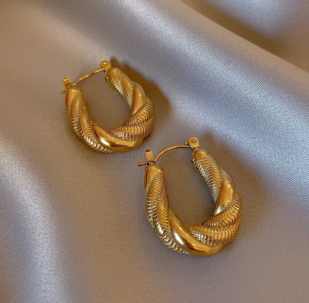 Twisted Gold Hoop Earrings