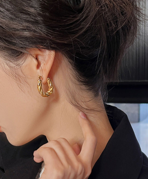 Twisted Gold Hoop Earrings