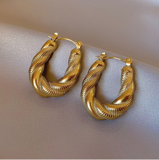 Twisted Gold Hoop Earrings