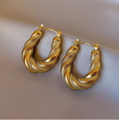 Twisted Gold Hoop Earrings