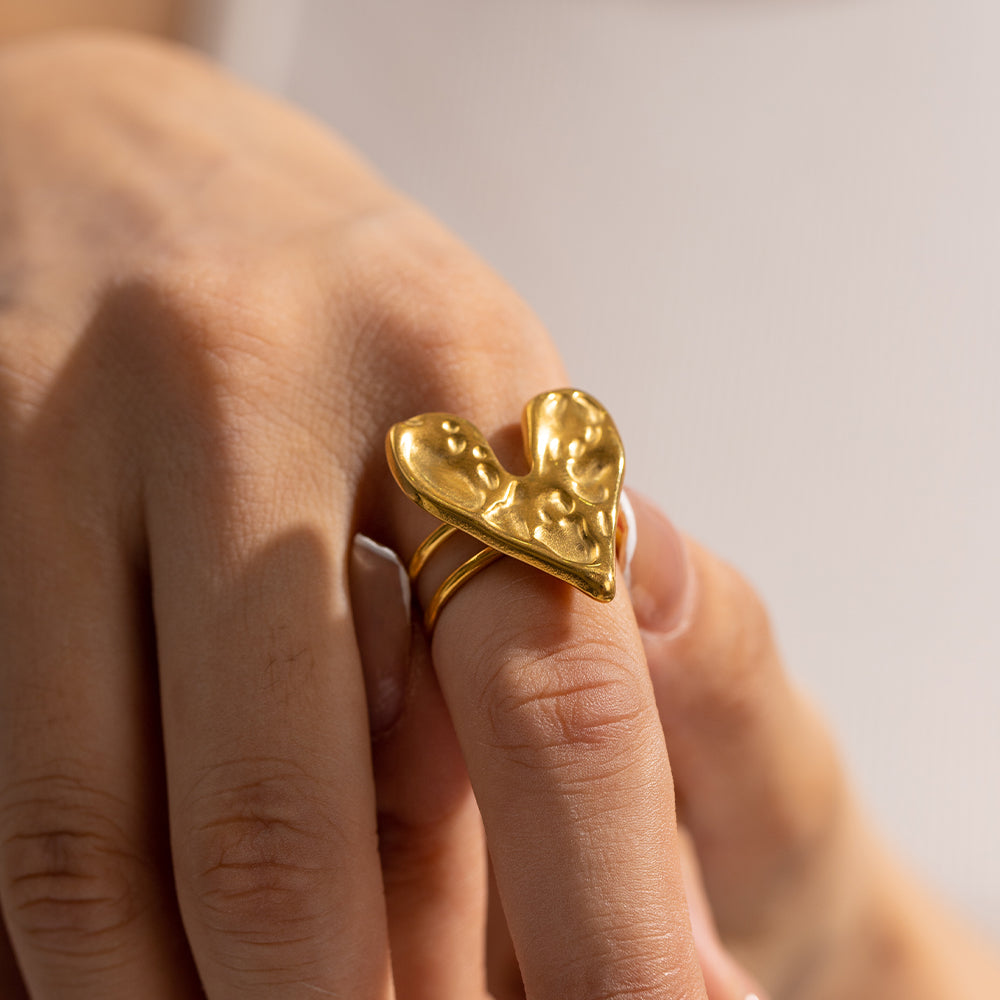 Hammered Heart Ring