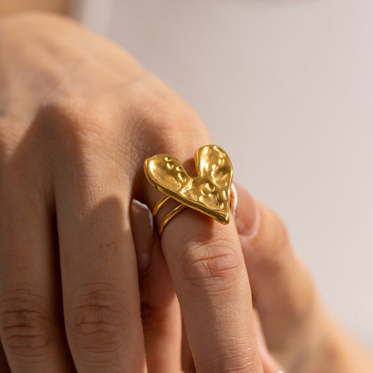 Hammered Heart Ring