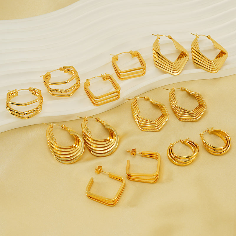 Gold Plated Cheveron Hoops