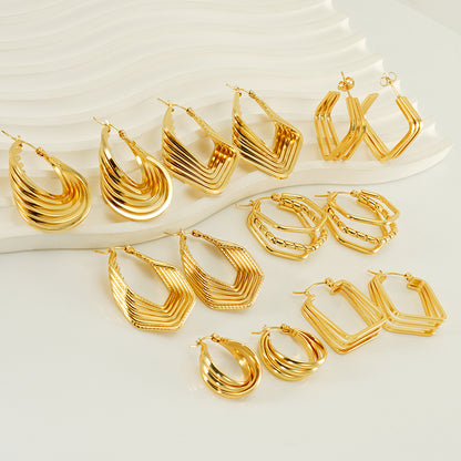 Gold Plated Cheveron Hoops