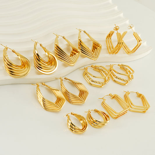 Gold Plated Cheveron Hoops