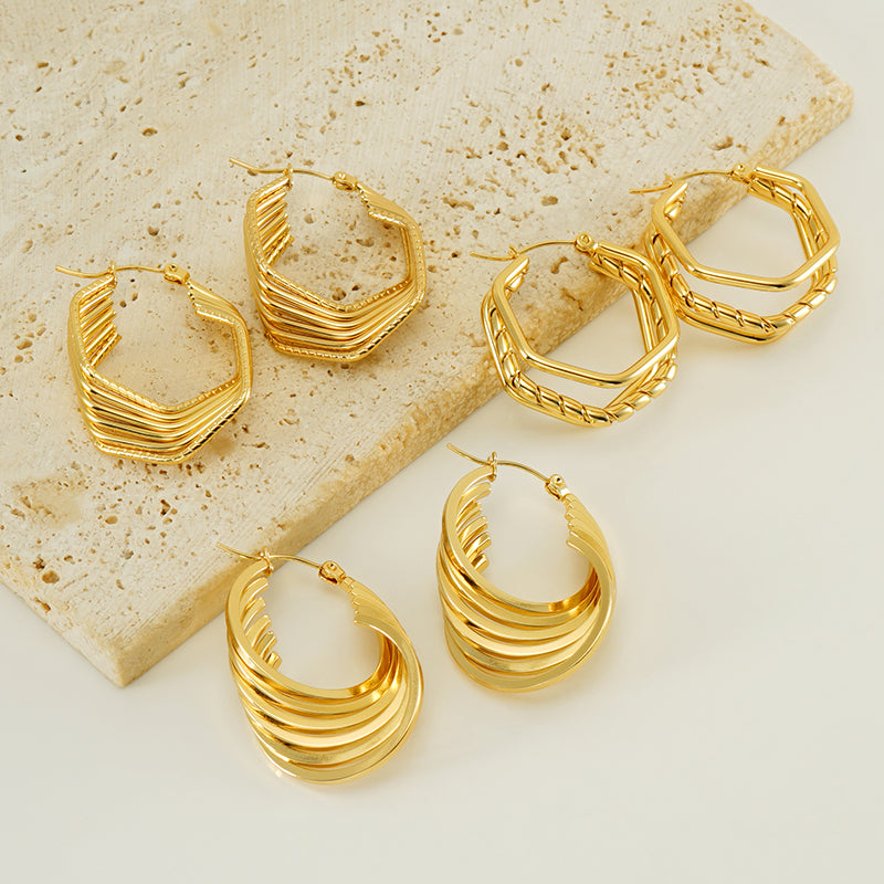 Gold Plated Cheveron Hoops