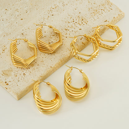 Gold Plated Cheveron Hoops