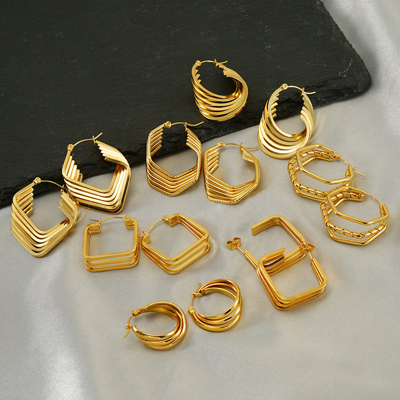 Gold Plated Cheveron Hoops