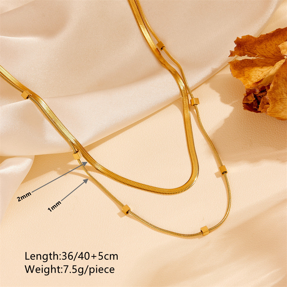 Gold Plated Flat Sqaure Necklace