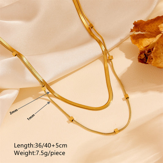 Gold Plated Flat Sqaure Necklace