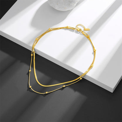 Gold Plated Flat Sqaure Necklace