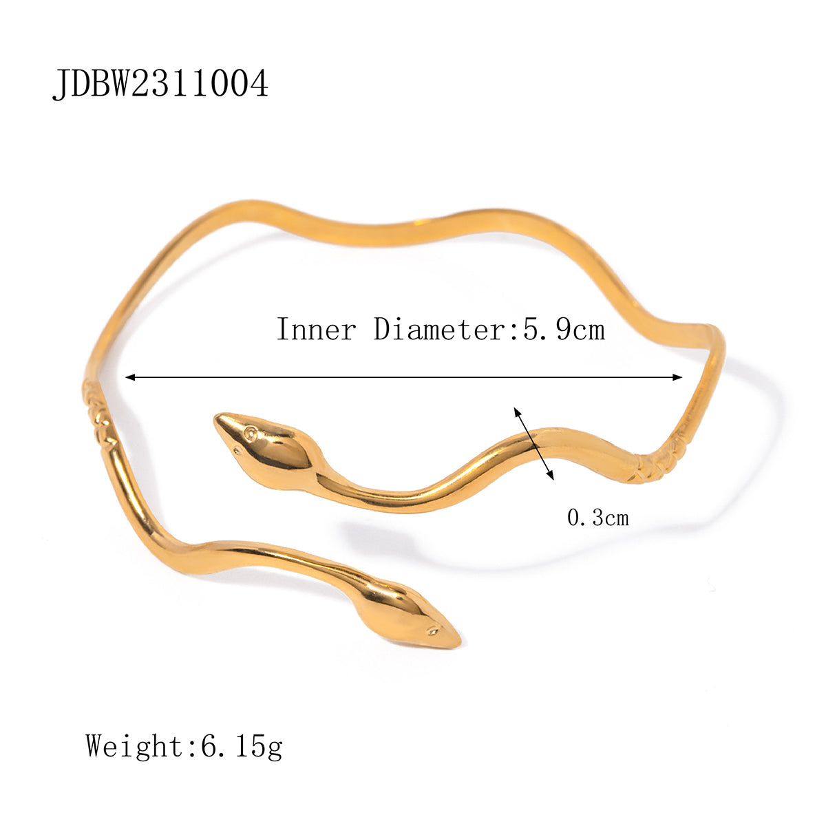 Gold Plated Retro Wavy Snake Cuff