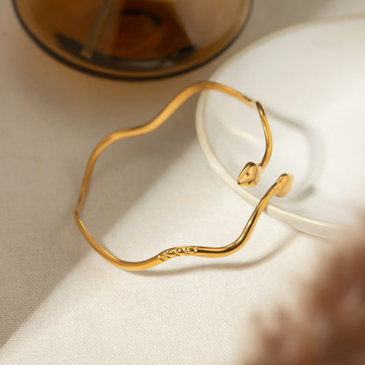 Gold Plated Retro Wavy Snake Cuff