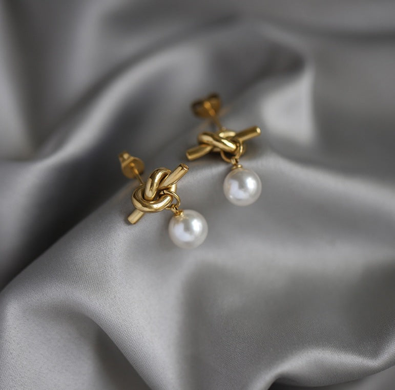 Infinity Pearl Drop Earrings