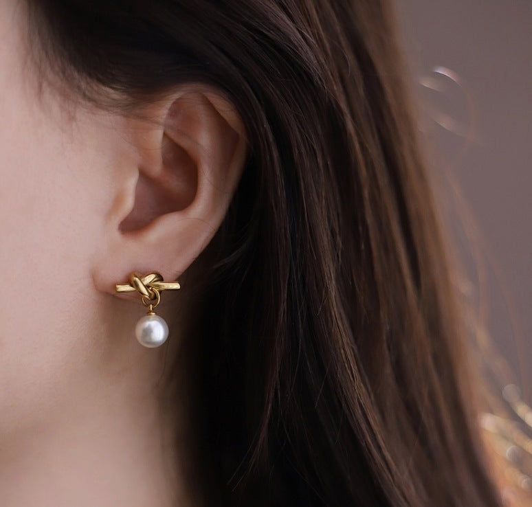 Infinity Pearl Drop Earrings
