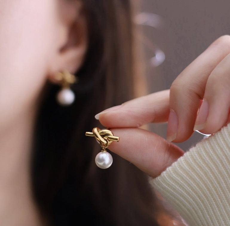 Infinity Pearl Drop Earrings