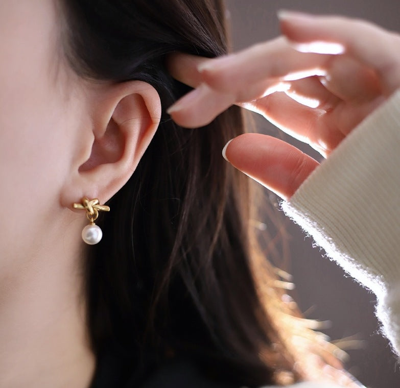 Infinity Pearl Drop Earrings