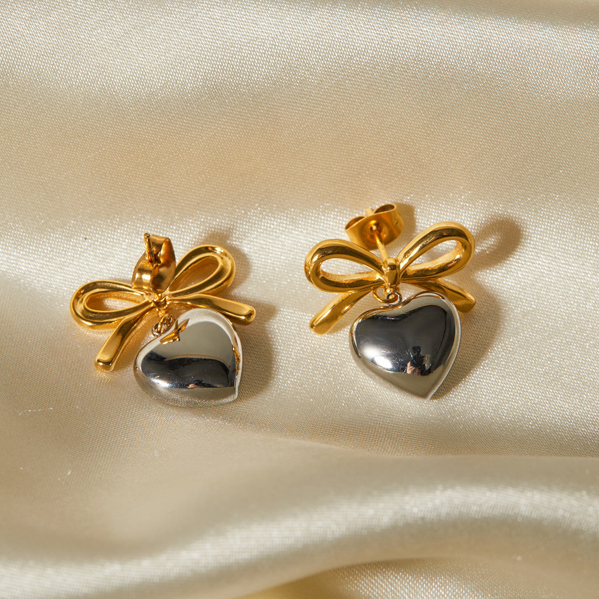 Sun & Moon Heart - Bow Earrings