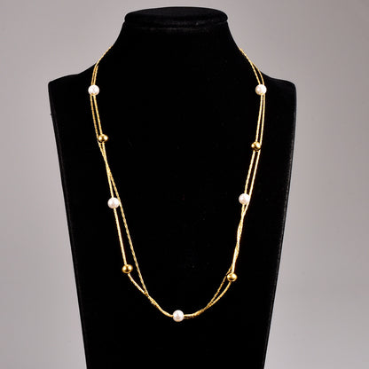 Golden Luxe Pearl Accent Necklace