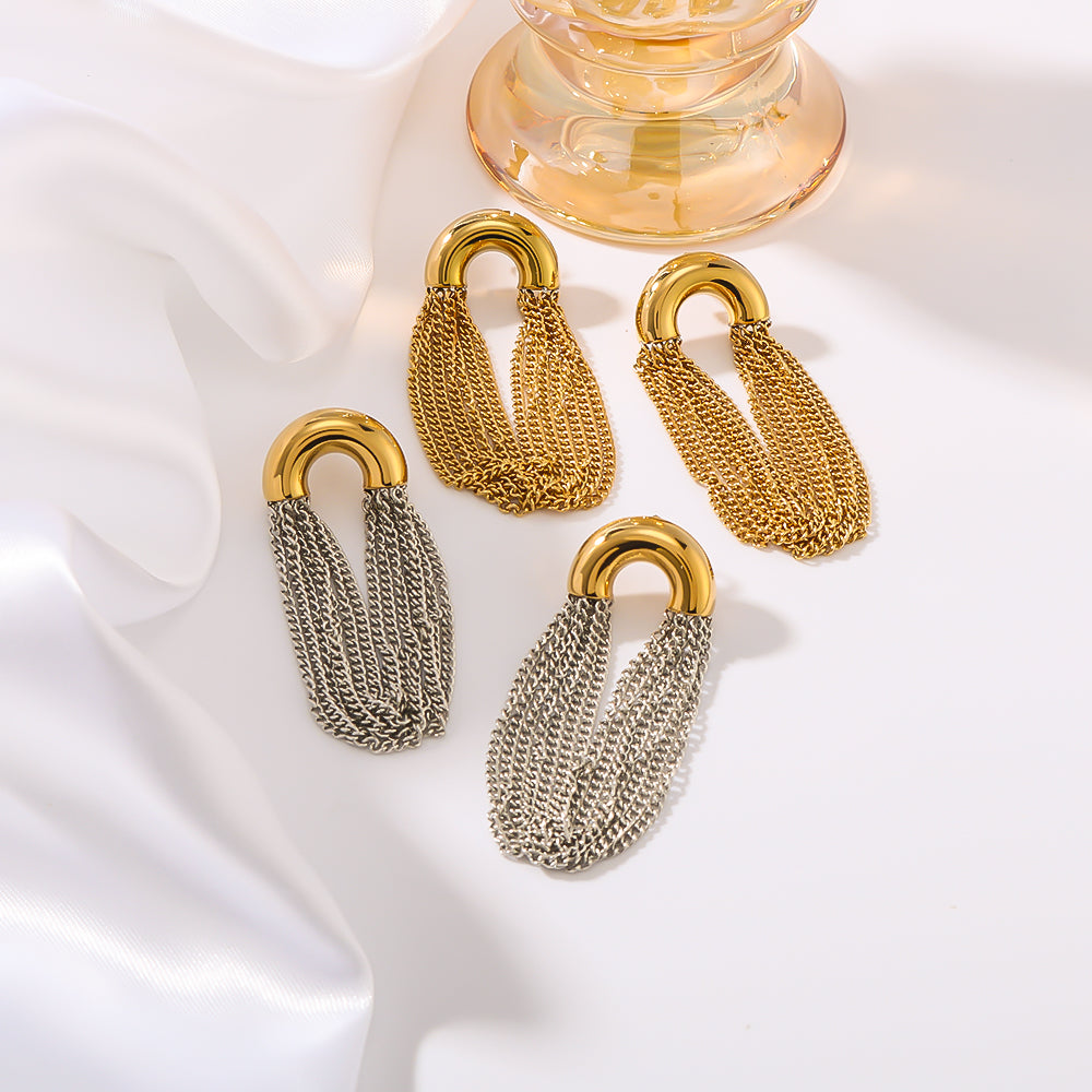 Gold Plated Arc Chain Earrings
