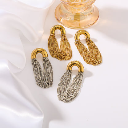 Gold Plated Arc Chain Earrings