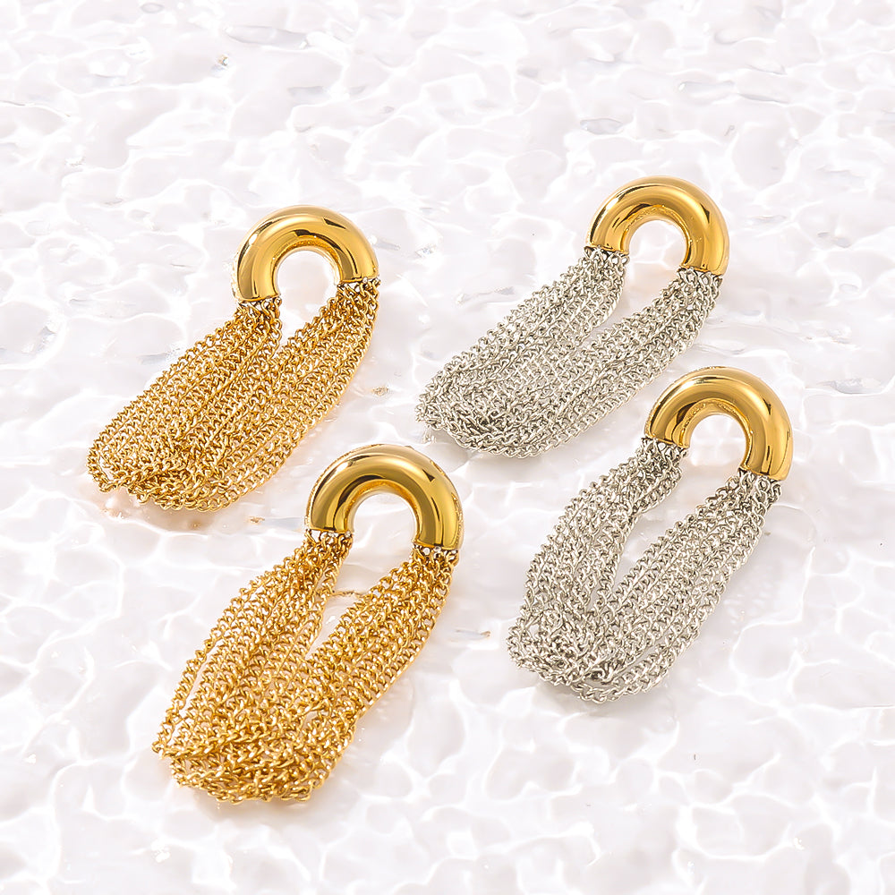 Gold Plated Arc Chain Earrings
