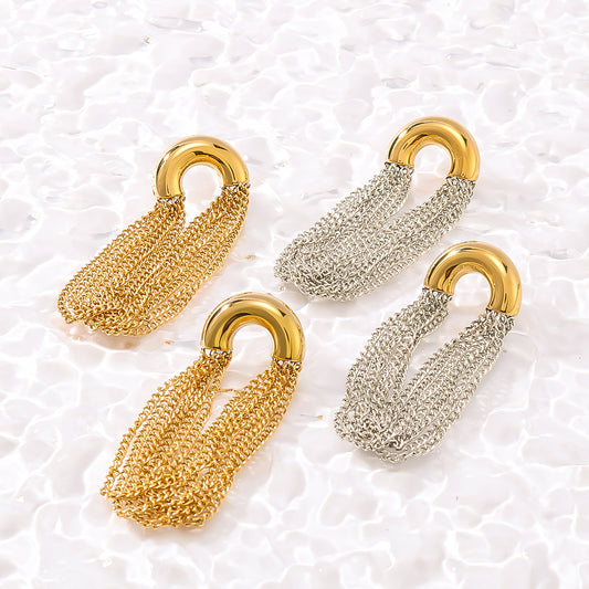 Gold Plated Arc Chain Earrings