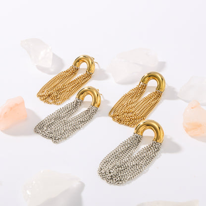 Gold Plated Arc Chain Earrings