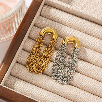 Gold Plated Arc Chain Earrings
