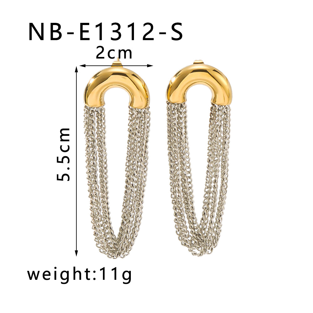 Gold Plated Arc Chain Earrings