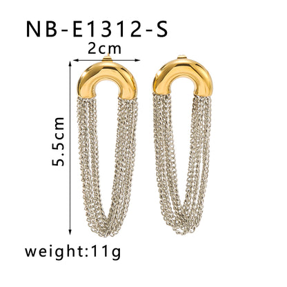 Gold Plated Arc Chain Earrings