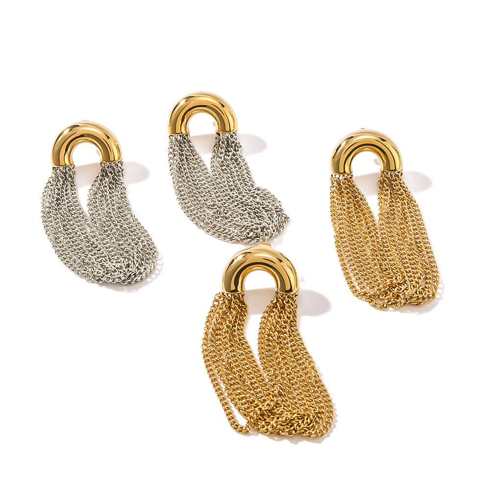 Gold Plated Arc Chain Earrings