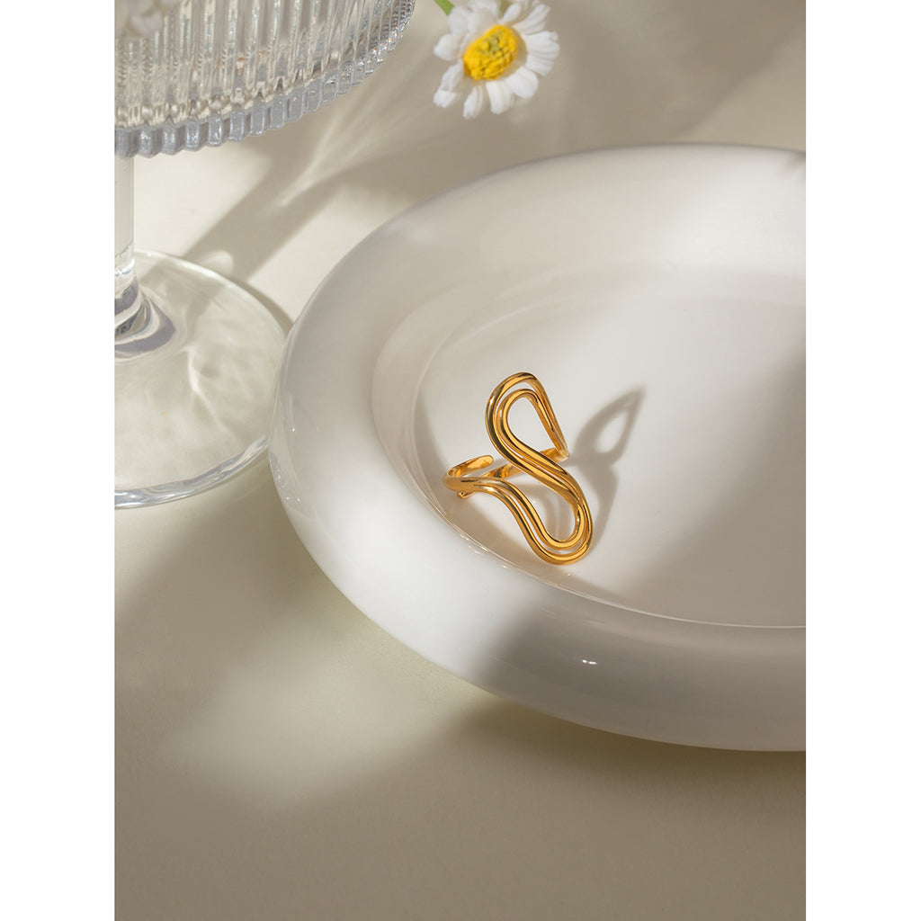 Gold Plated S shape open ring