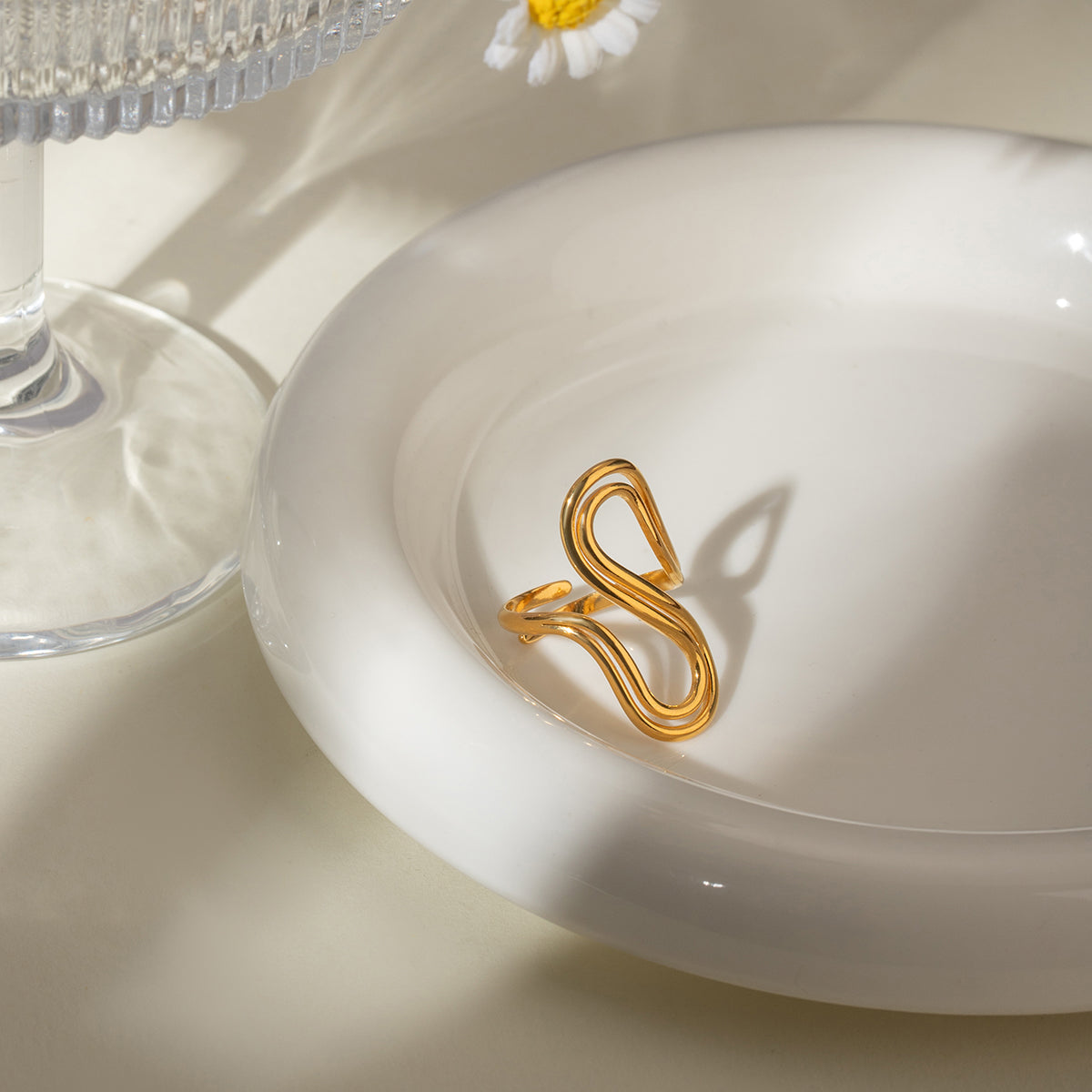 Gold Plated S shape open ring