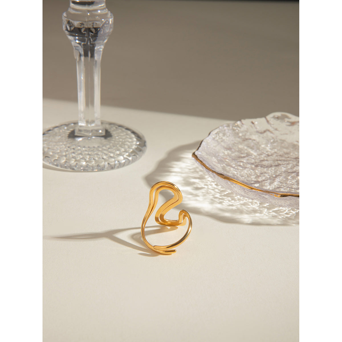 Gold Plated S shape open ring