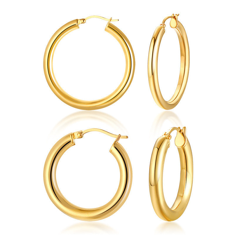 Simple Style Gold Plated Hoops